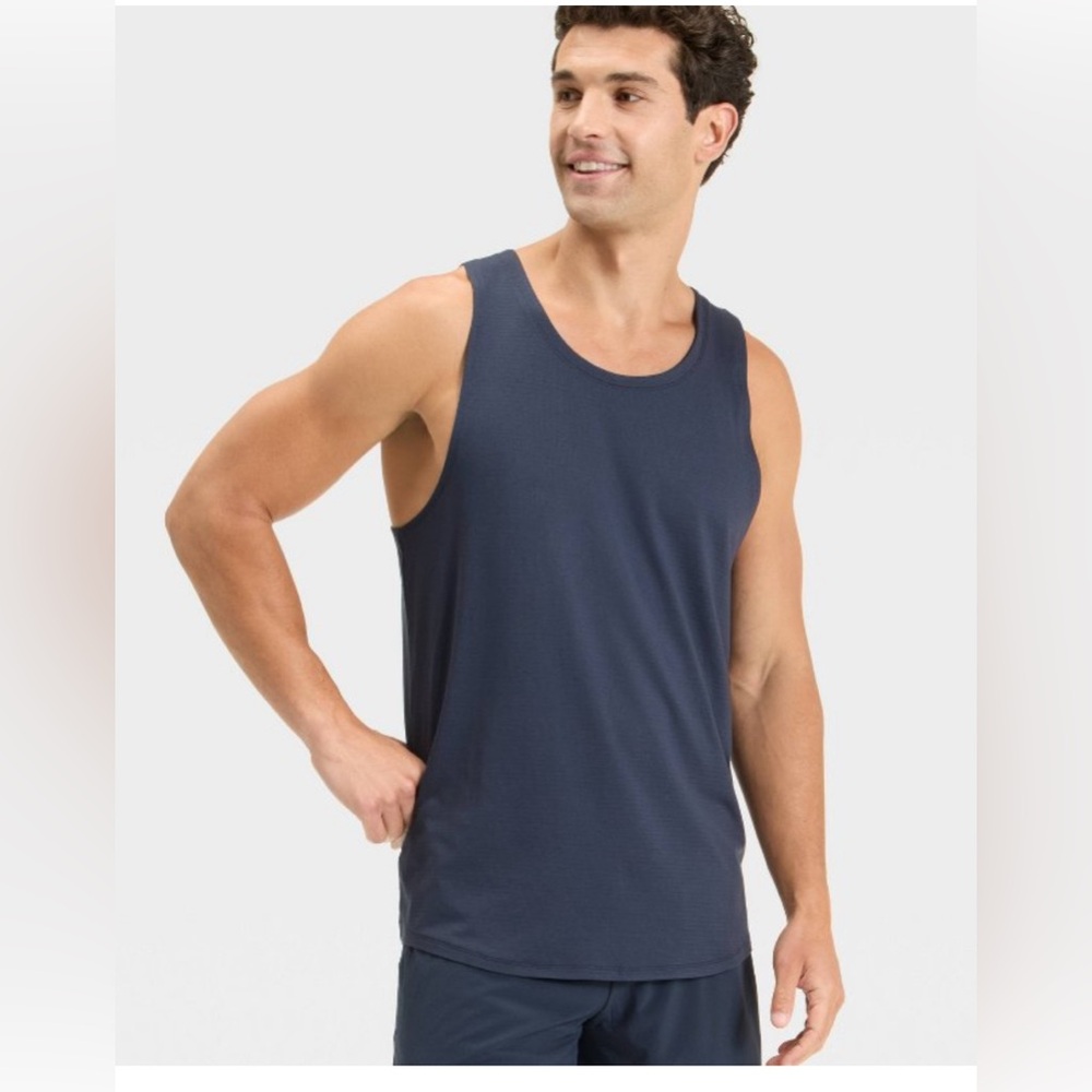 Men's Navy Tank Top Men's Linear Mesh Tank Top - All In Motion Navy Blue XL